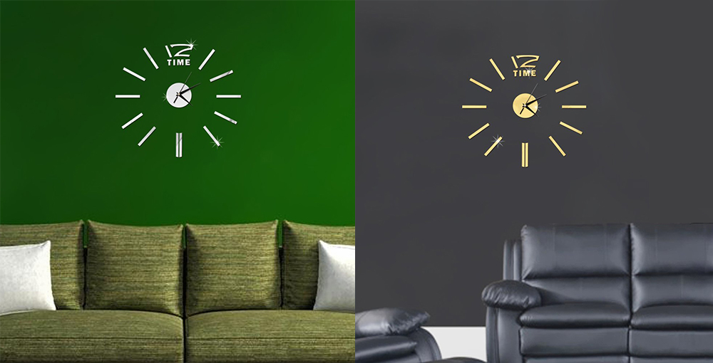 9.99 € Auksinis 3D sieninis laikrodis 10B