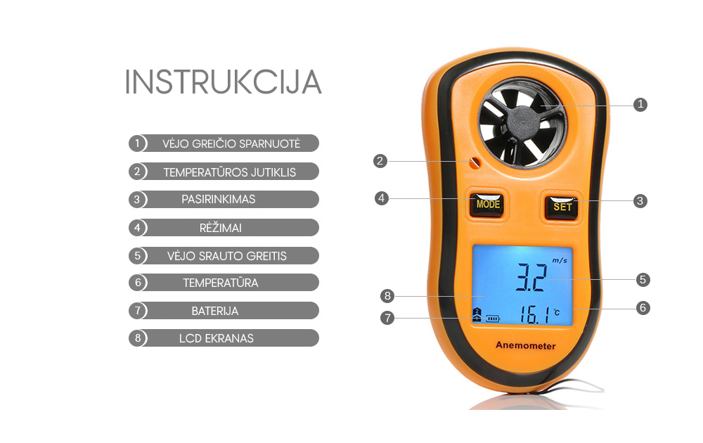 18.99€ Skaitmeninis anemometras
