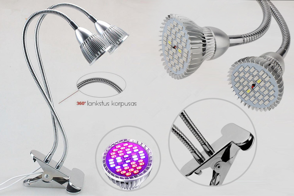 54.99 € pilno spektro 2x30W lempa augalų auginimui su tvirtinimu 54.99 € pilno spektro 2x30W lempa augalų auginimui su tvirtinimu