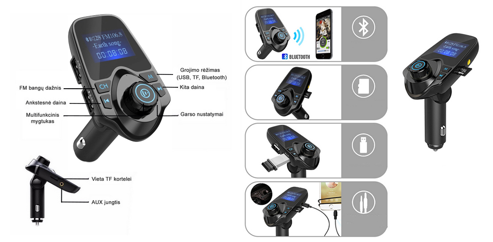 23.99 € FM moduliatorius su laisvų rankų įranga