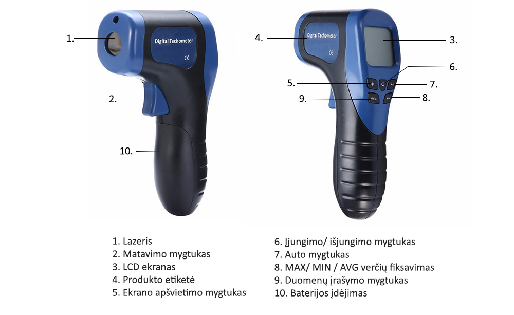 34.99€ Bekontaktis lazerinis tachometras