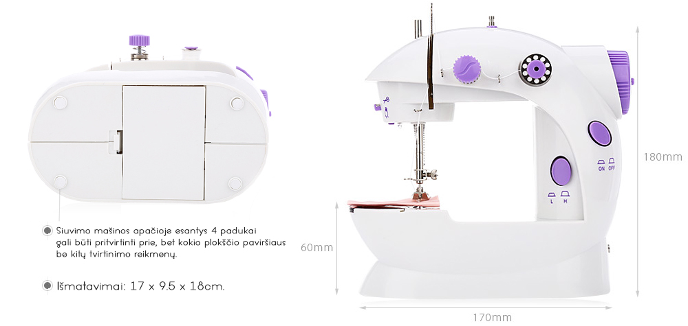 26.99 € Siuvimo mašina su išoriniu maitinimu ir valdymo pedalu