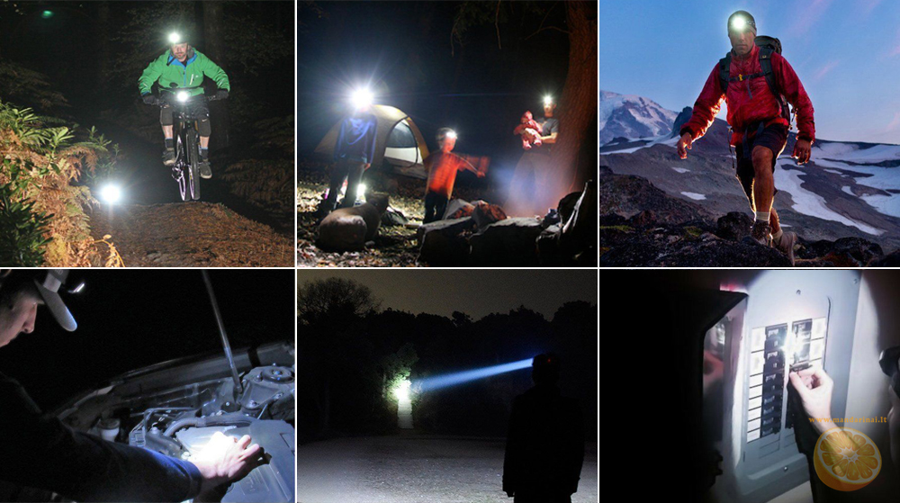 29.99 € CREE T6 5 LED super galingas galvos prožektorius