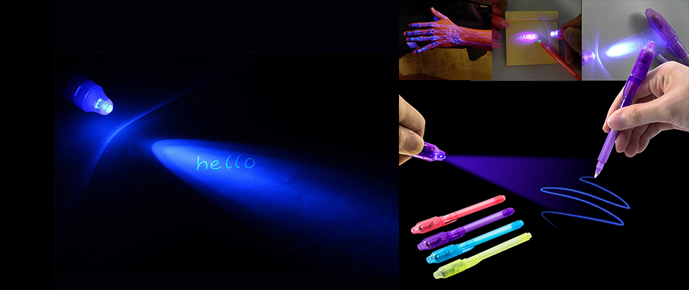 2.61 € mėlynas nematomo rašalo rašiklis su UV lempute