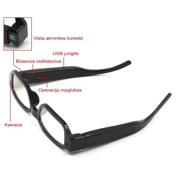 19.99 € Akiniai skaidriais stiklais - šnipo vaizdo kamera