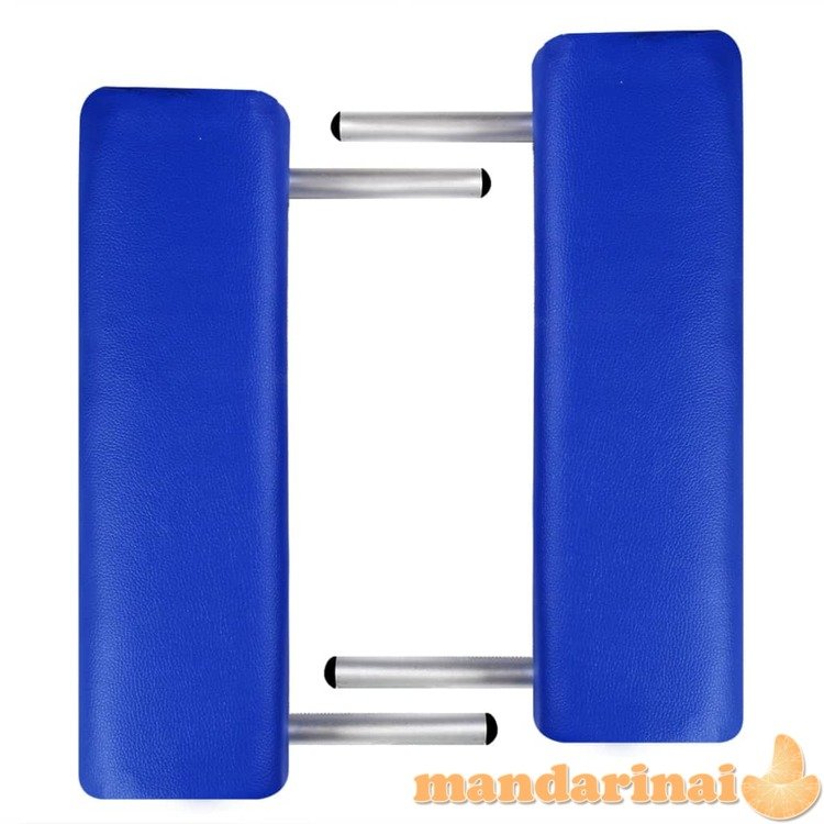 Sulankstomas masažo stalas, mėlynas, 2 zonų, su aliuminio rėmu
