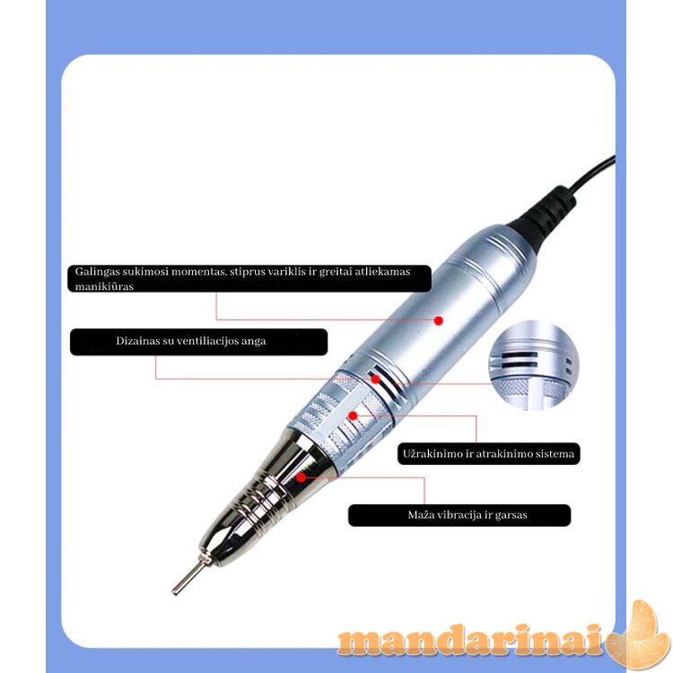 35W 35000 apsukų profesionali freza manikiūrui