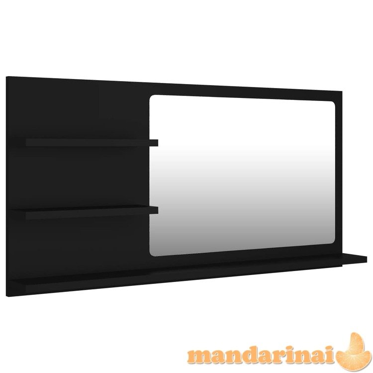 Vonios kambario veidrodis, juodos spalvos, 90x10,5x45cm, mdp