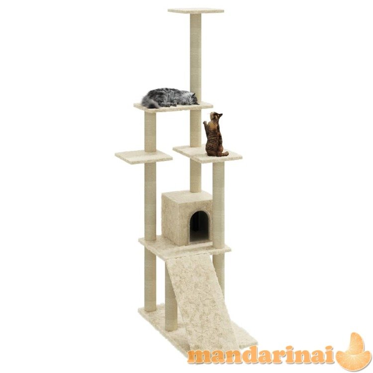 Draskyklė katėms su stovais iš sizalio, kreminės spalvos, 155cm