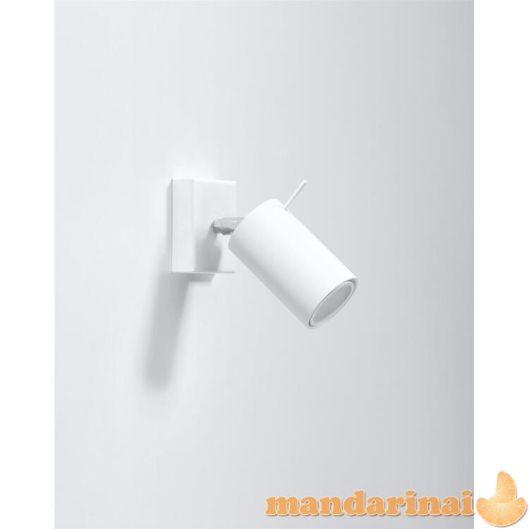 Sieninis šviestuvas žiedas baltas su jungikliu