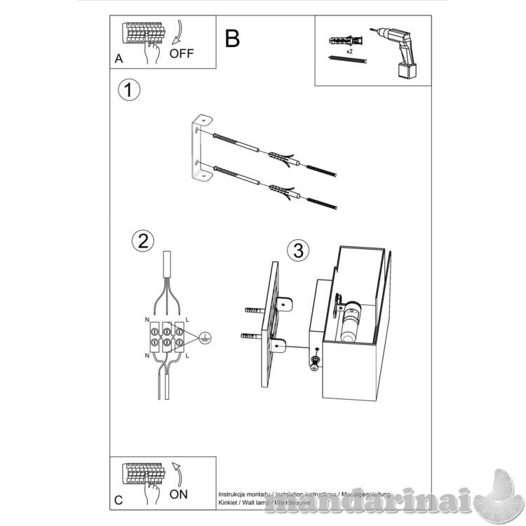 Sieninis šviestuvas PIEGARE 4
