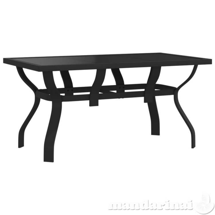 Sodo stalas, juodos spalvos, 140x70x70cm, plienas ir stiklas