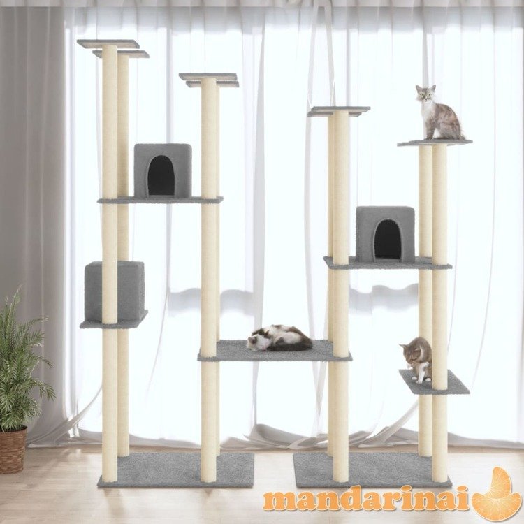 Draskyklė katėms su stovais iš sizalio, šviesiai pilka, 174cm