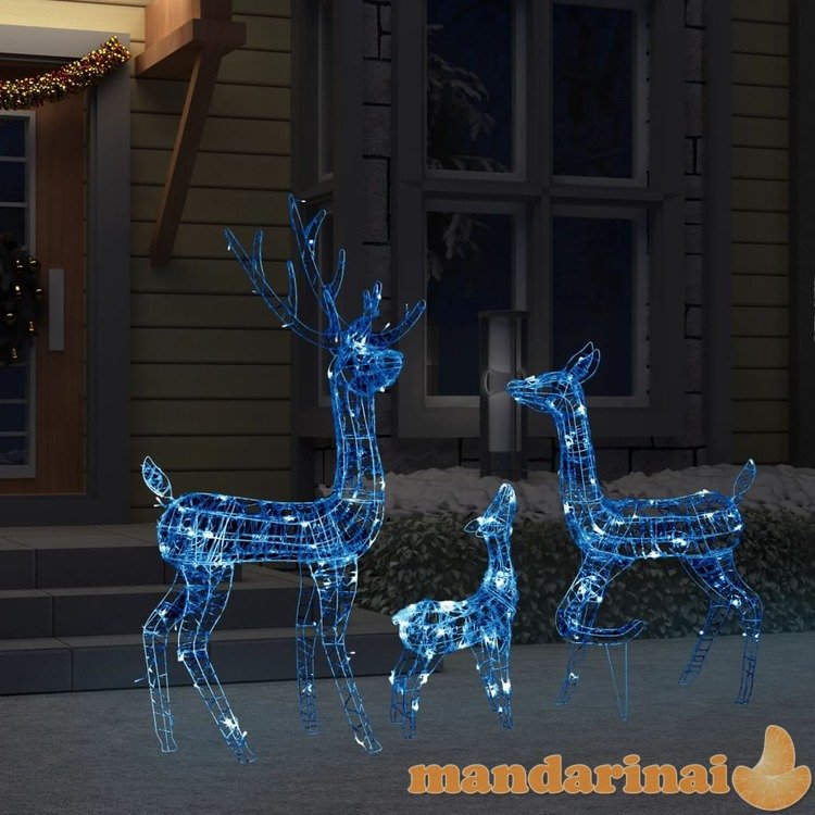 Kalėdinė dekoracija elnių šeima, akrilas, 300 mėlynų led