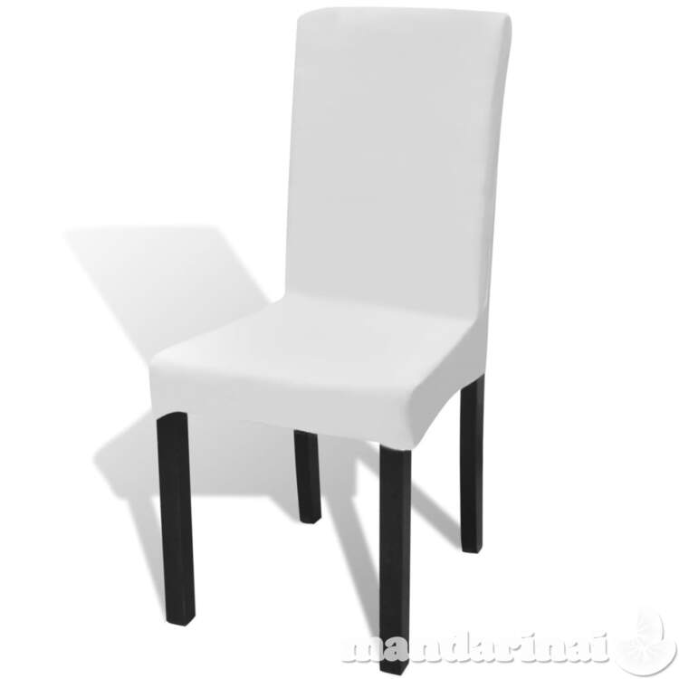 Tiesūs įtempiami kėdžių užvalkalai, 4vnt., baltos spalvos