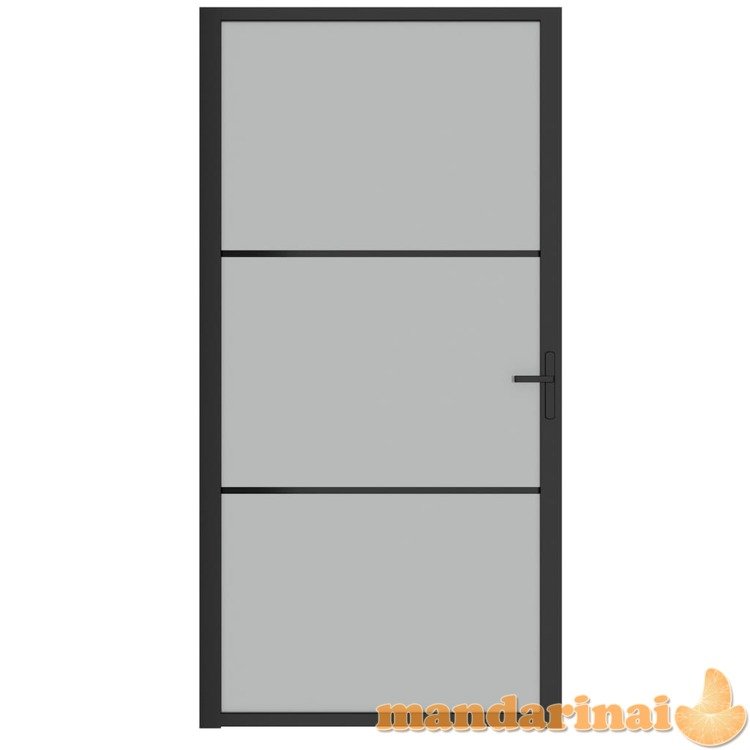 Vidaus durys, juodos, 102,5x201,5cm, matinis stiklas/aliuminis