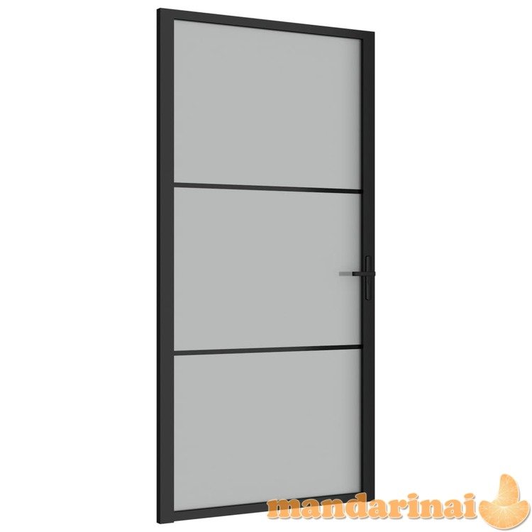 Vidaus durys, juodos, 102,5x201,5cm, matinis stiklas/aliuminis