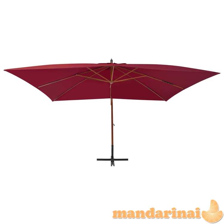 Gembinis skėtis su mediniu stulpu, tamsiai raudonas, 400x300cm