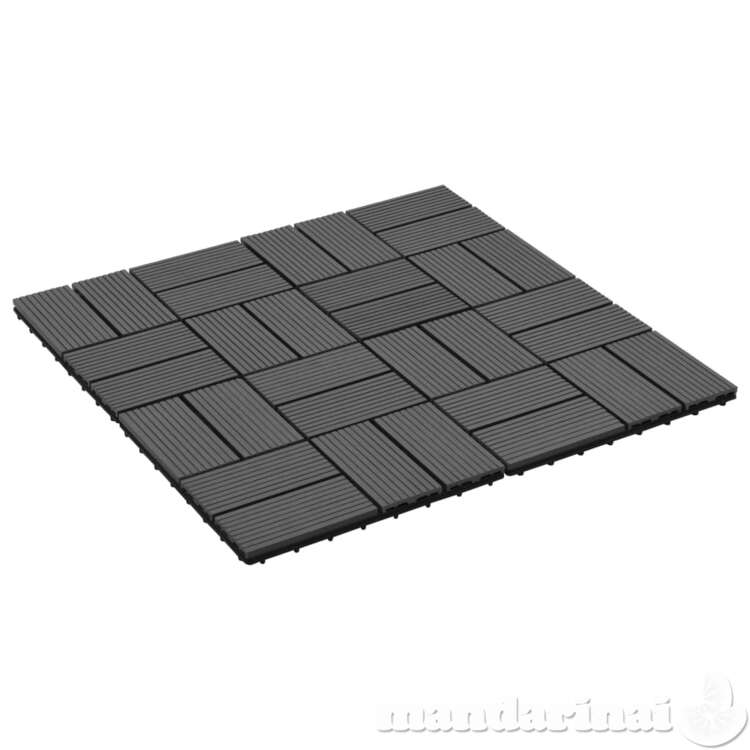 Grindų plytelės, 11vnt., juodos spalvos, 30x30cm, 1m², wpc