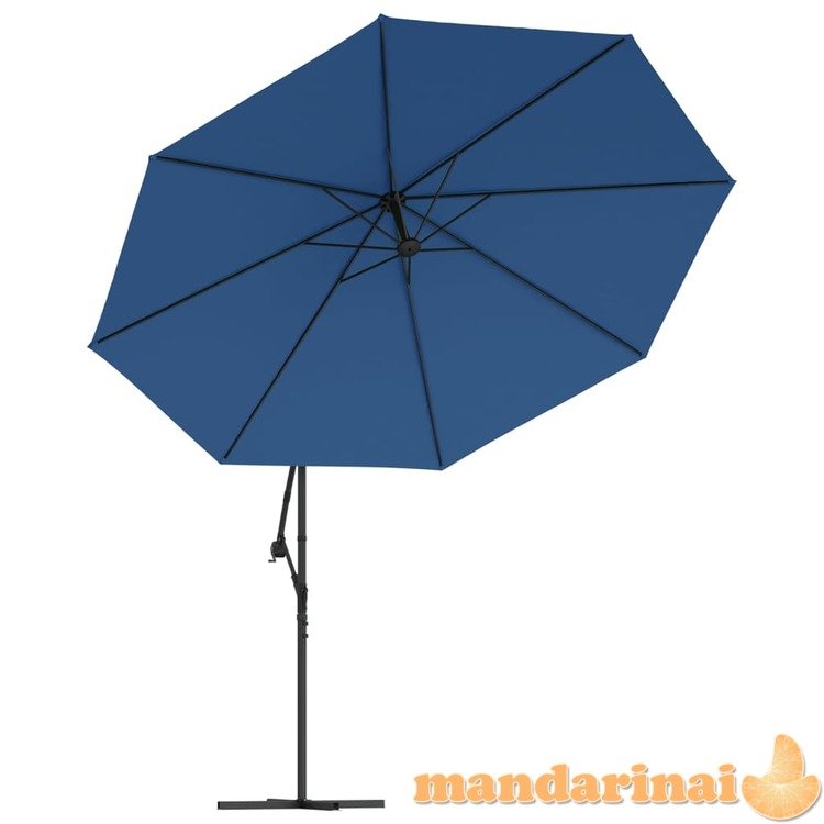 Gembės formos skėtis su aliuminio stulpu, mėlynas, 350cm