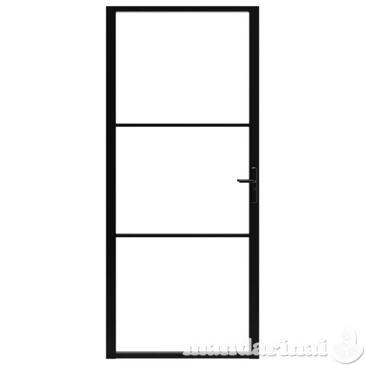Vidaus durys, juodos, 102,5x201,5cm, esg stiklas ir aliuminis