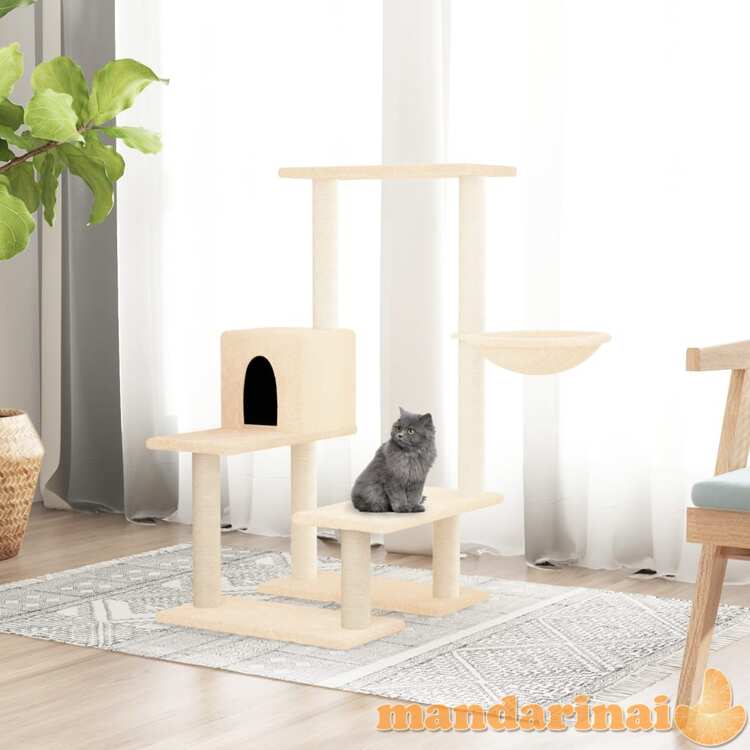 Draskyklė katėms su stovais iš sizalio, kreminė, 94,5cm