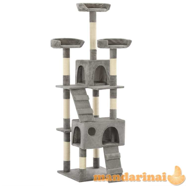 Draskyklė katėms su stovais iš sizalio, 170cm, pilka