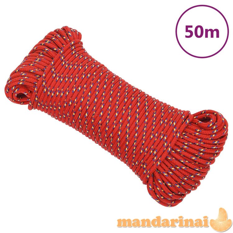 Valties virvė, raudonos spalvos, 4mm, 50m, polipropilenas