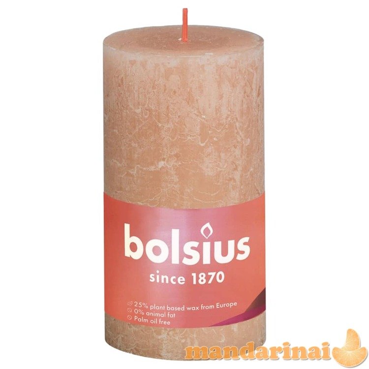 Bolsius Žvakės shine, 4vnt., blanki rožinė, 130x68mm, cilindro formos