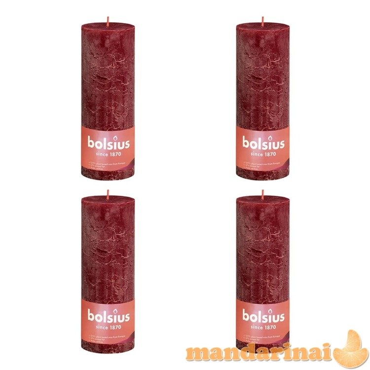 Bolsius Žvakės shine, 4vnt., raudonos, 190x68mm, cilindro formos
