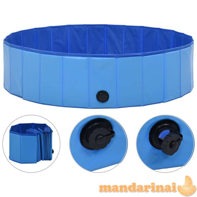 Sulankstomas baseinas šunims, mėlynos spalvos, 120x30cm, pvc