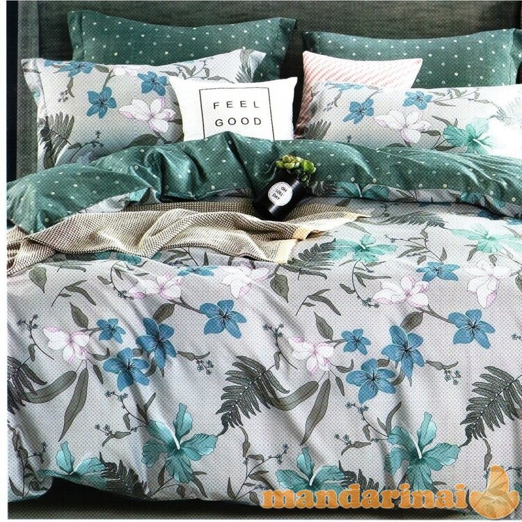 Trijų dalių dvipusis patalynės komplektas "Tropikų žiedai", 200x220 cm