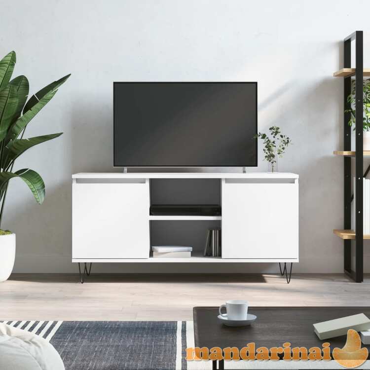Televizoriaus spintelė, balta, 104x35x50cm, apdirbta mediena