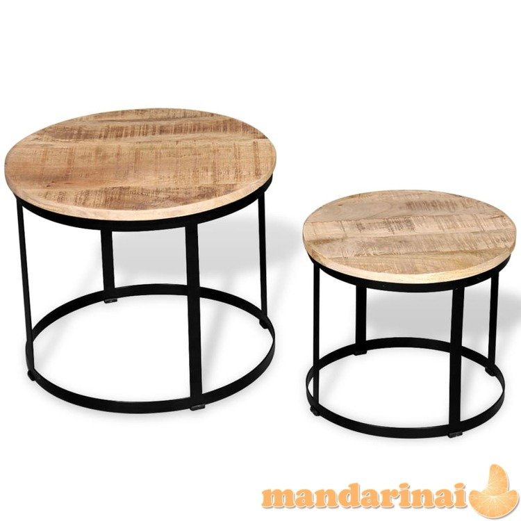 2 d. kavos staliukų kompl., mango mediena, apvalus, 40cm/50cm