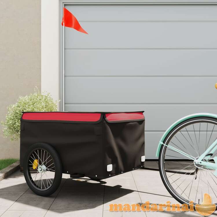 Krovininė dviračio priekaba, juoda ir raudona, 45kg, geležis