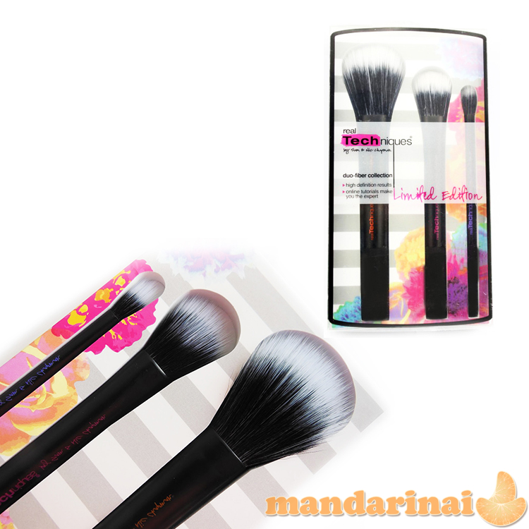 Real Techniques makiažo šepetėlių rinkinys „Duo-fiber“ juodos spalvos