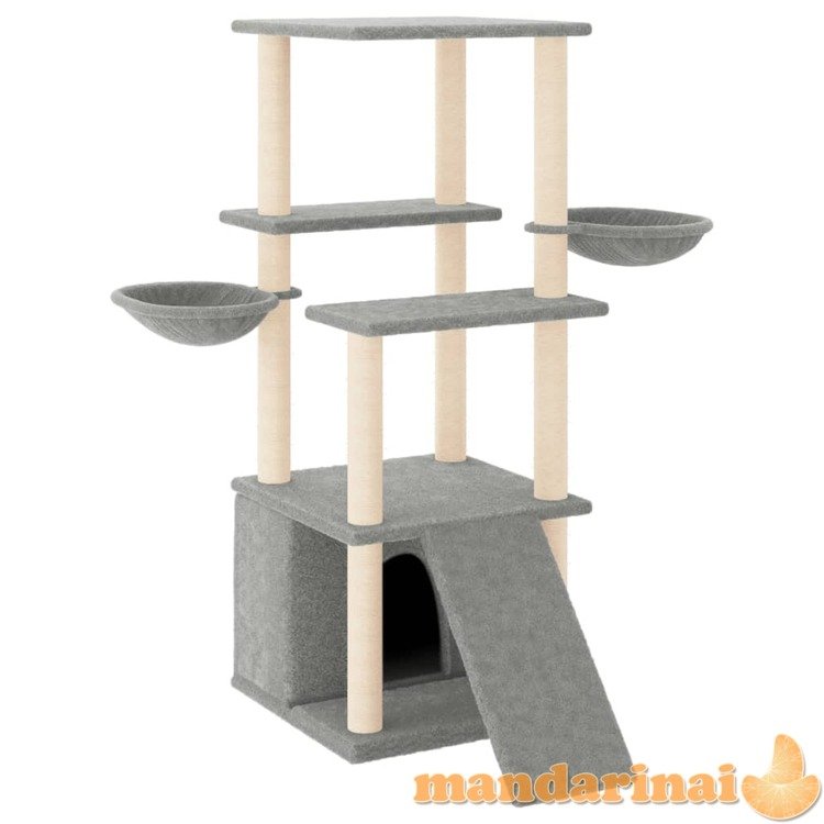 Draskyklė katėms su stovais iš sizalio, šviesiai pilka, 133cm