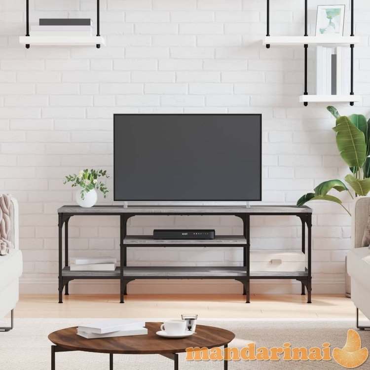 Televizoriaus spintelė, pilka, 121x35x45cm, mediena ir geležis