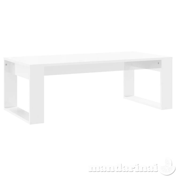Kavos staliukas, baltas, 102x50x35cm, apdirbta mediena, blizgus