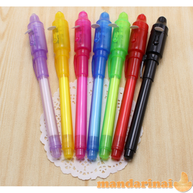 Nematomo rašalo rašiklis su UV lempute