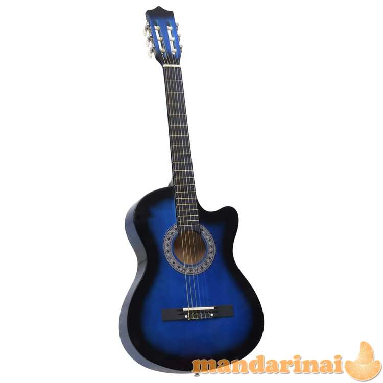 Klasikinė gitara, šešėliuotos mėlynos spalvos, 38 , 6 stygos