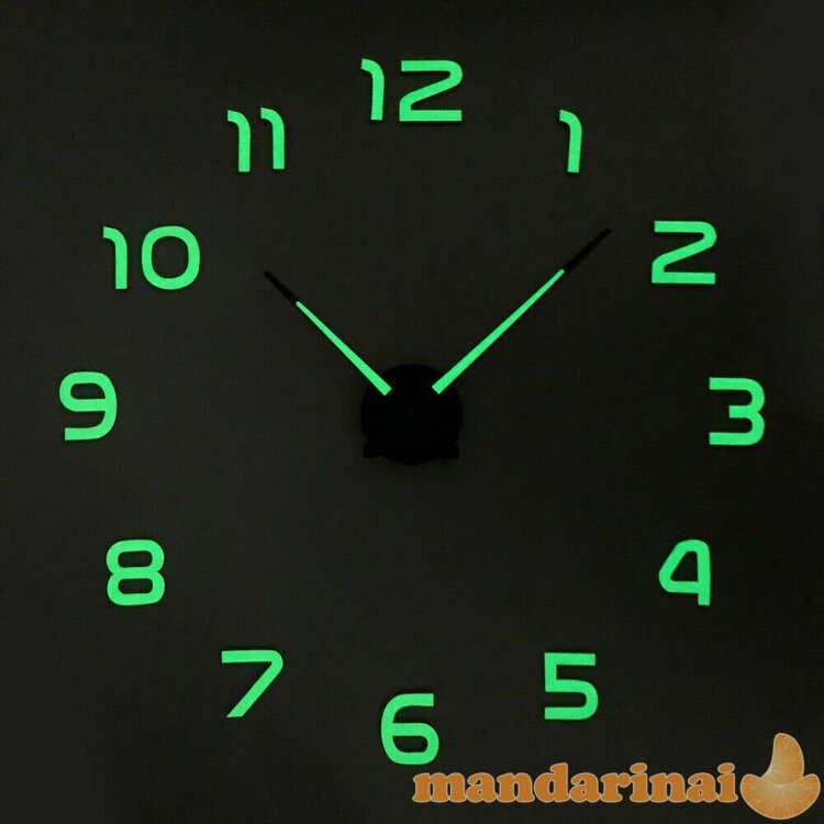 Naktį švytintis 3D sieninis laikrodis