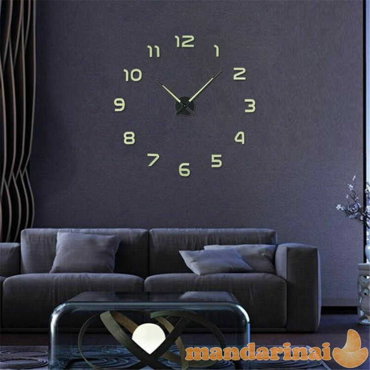 Naktį švytintis 3D sieninis laikrodis