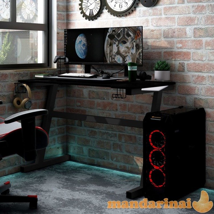 Žaidimų stalas su z formos kojelėmis, juodas, 90x60x75cm