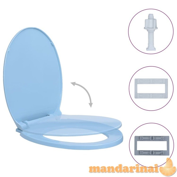 Klozeto sėdynė su soft-close mechanizmu, mėlynos spalvos, ovali