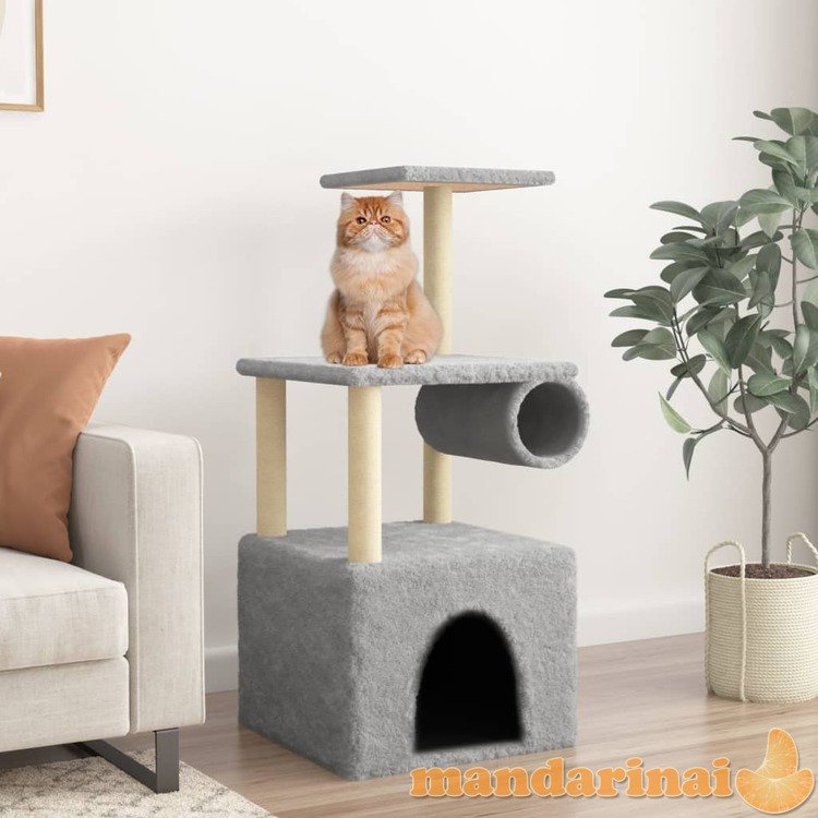 Draskyklė katėms su stovais iš sizalio, šviesiai pilka, 109,5cm