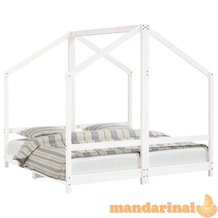 Vaikiškos lovos rėmas, baltas, 2x(80x160)cm, pušies masyvas