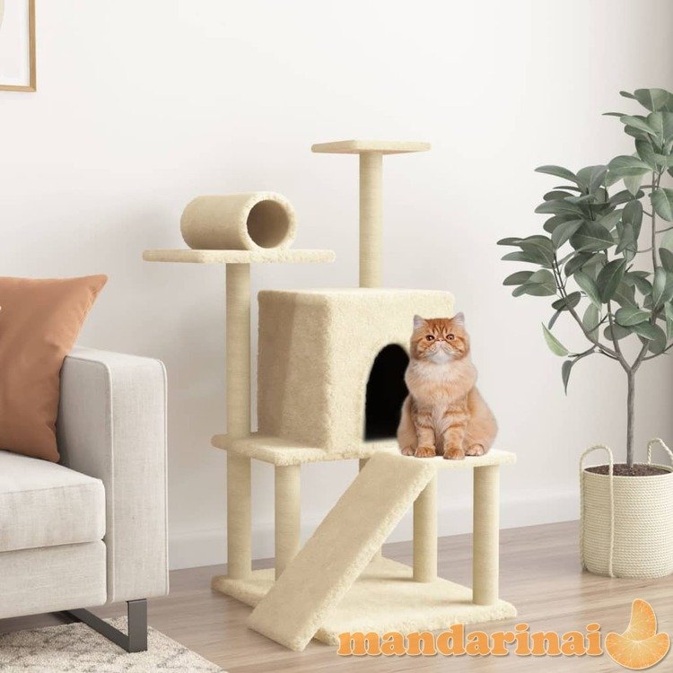 Draskyklė katėms su stovais iš sizalio, kreminė, 110,5cm