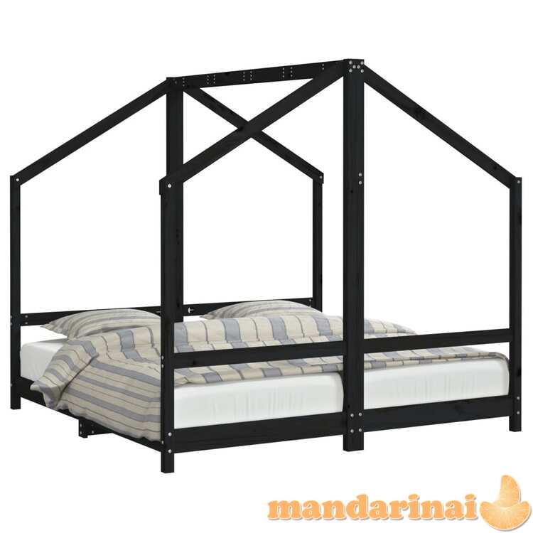 Vaikiškos lovos rėmas, juodas, 2x(80x160)cm, pušies masyvas