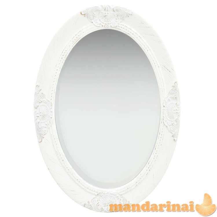 Sieninis veidrodis, baltos spalvos, 50x70cm, barokinio stiliaus
